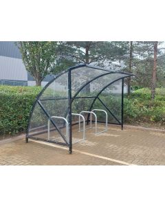 1No. Expert Economy Open Front 8 Cycle Shelter manufactured for Below ground fixing, and supplied in a Jet Black colour finish (RAL 9005)