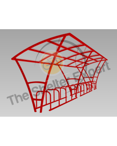 A render of our armstrong single 24 cycle shelter in red