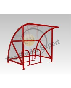 A render of our Expert Economy 4 cycle open front shelter, manufactured for above ground fixing.