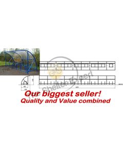 A Sales Drawing of our Expert Economy 44 cycle open front shelter