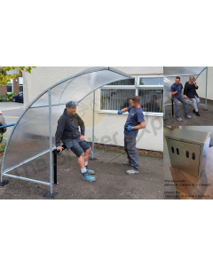  Smoking Shelter Bundle - Incl. Bin & Bench, Free Delivery & Ground Fixings 