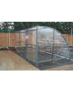 1No. Expert Economy Extended Front 10 Cycle shelter, in a Powdercoat Grey colour finish (RAL7012) & manufactured for above ground fixing. 