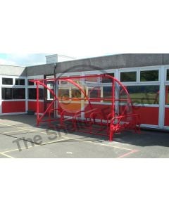 10 Cycle shelter with 10 scooter rack