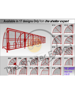 a digital render of our harlan gated front 30 cycle shelter