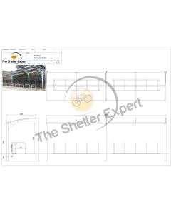 A sales drawing of our Rydale Cantilever Cycle Shelter