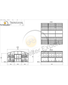 A sales drawing of our Rydale Major Closed Compound with Two Tier cycle racks