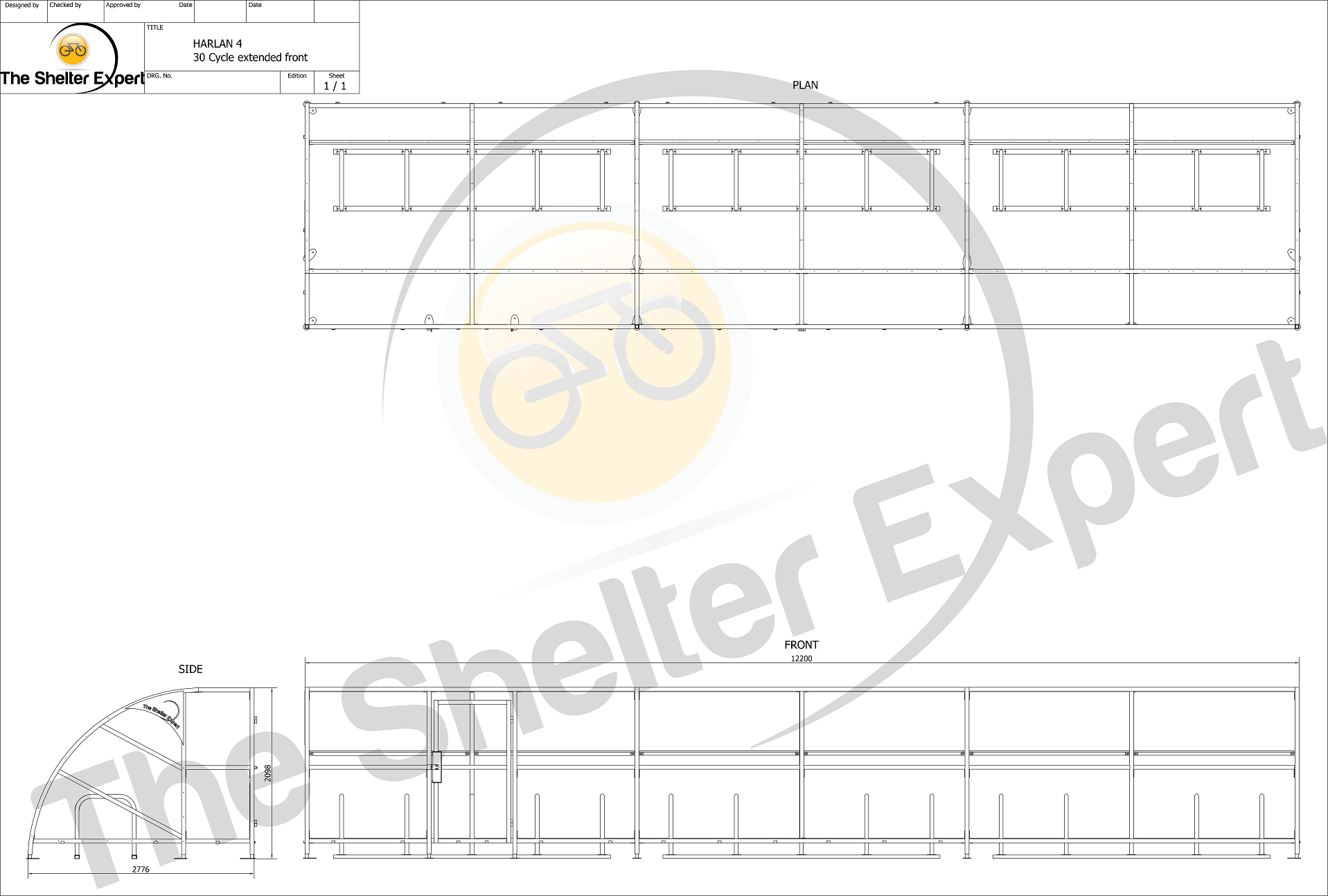 Sales Drawing 30 cycle extended front cycle shelter style 4